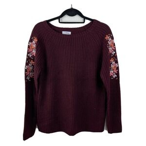 Indigo Thread Co.™ Knit Sweater Top Womens M Embroidered Peasant Long Sleeve